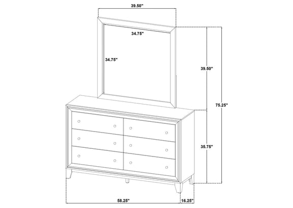 223443M Welsley 6-drawer Dresser and Mirror Walnut