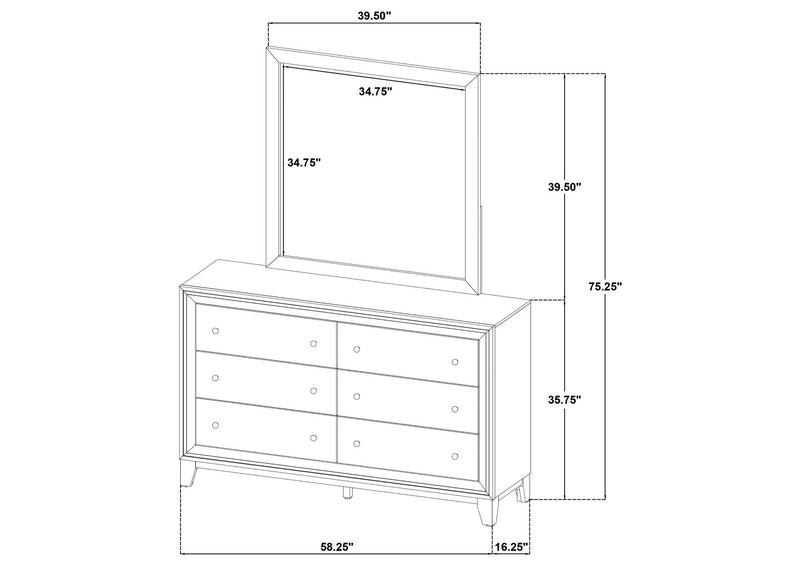 223443M Welsley 6-drawer Dresser and Mirror Walnut