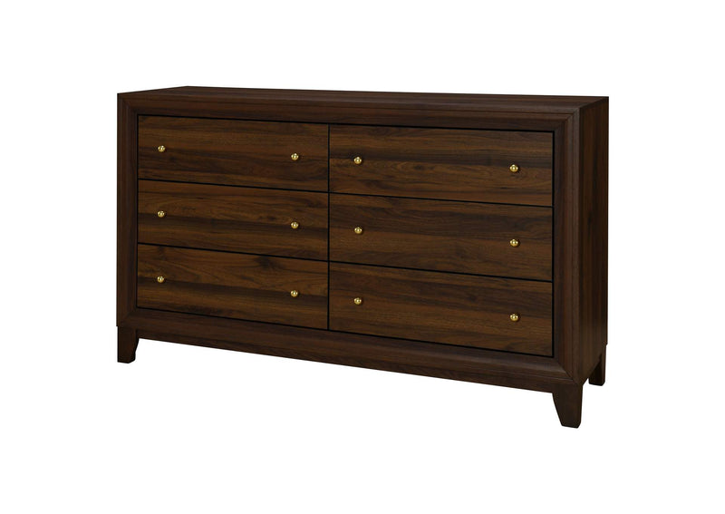 223443 Welsley 6-drawer Dresser Cabinet Walnut