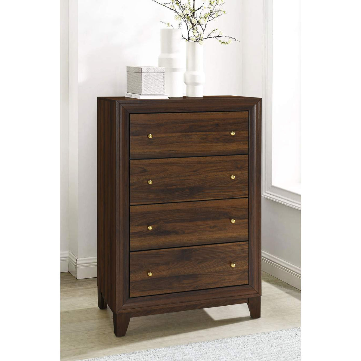 223445 Welsley 4-drawer Chest of Drawers Walnut