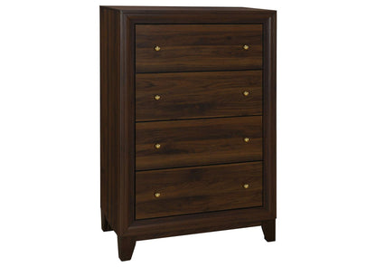 223445 Welsley 4-drawer Chest of Drawers Walnut
