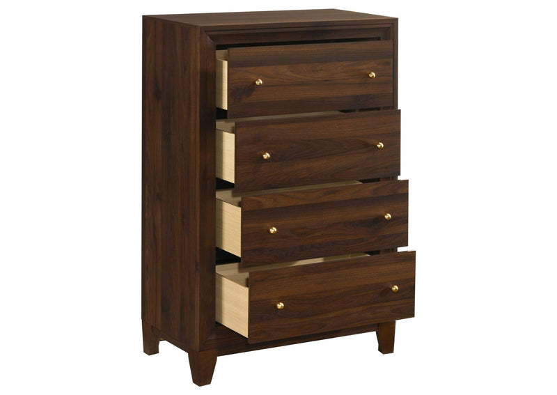 223445 Welsley 4-drawer Chest of Drawers Walnut