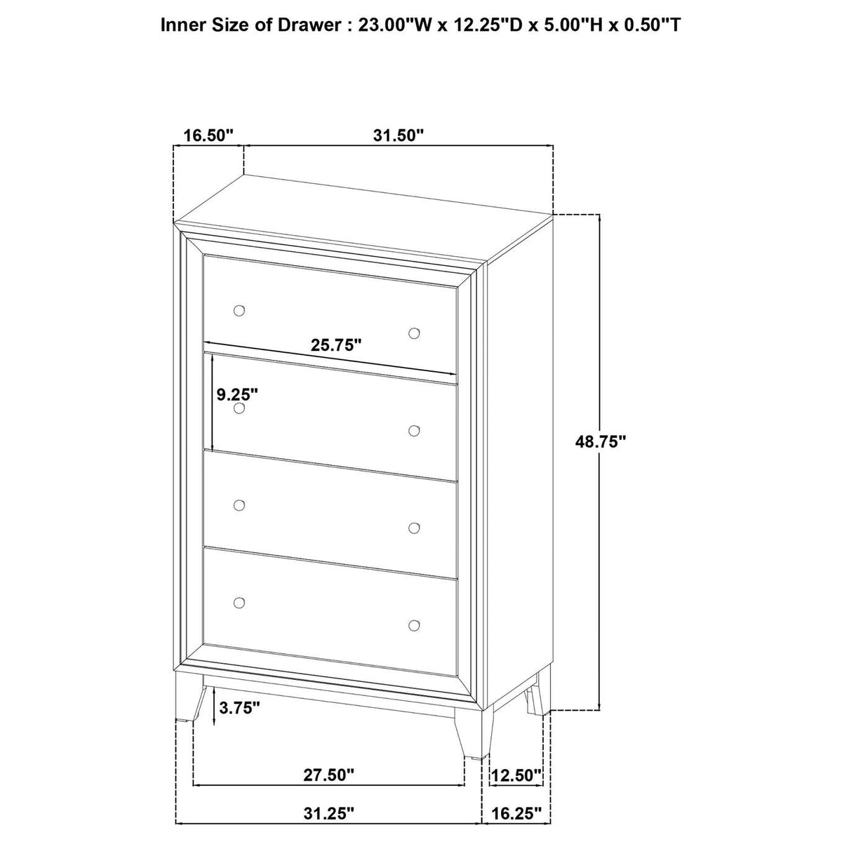 223445 Welsley 4-drawer Chest of Drawers Walnut