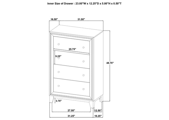 223445 Welsley 4-drawer Chest of Drawers Walnut
