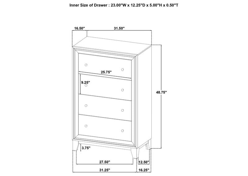 223445 Welsley 4-drawer Chest of Drawers Walnut