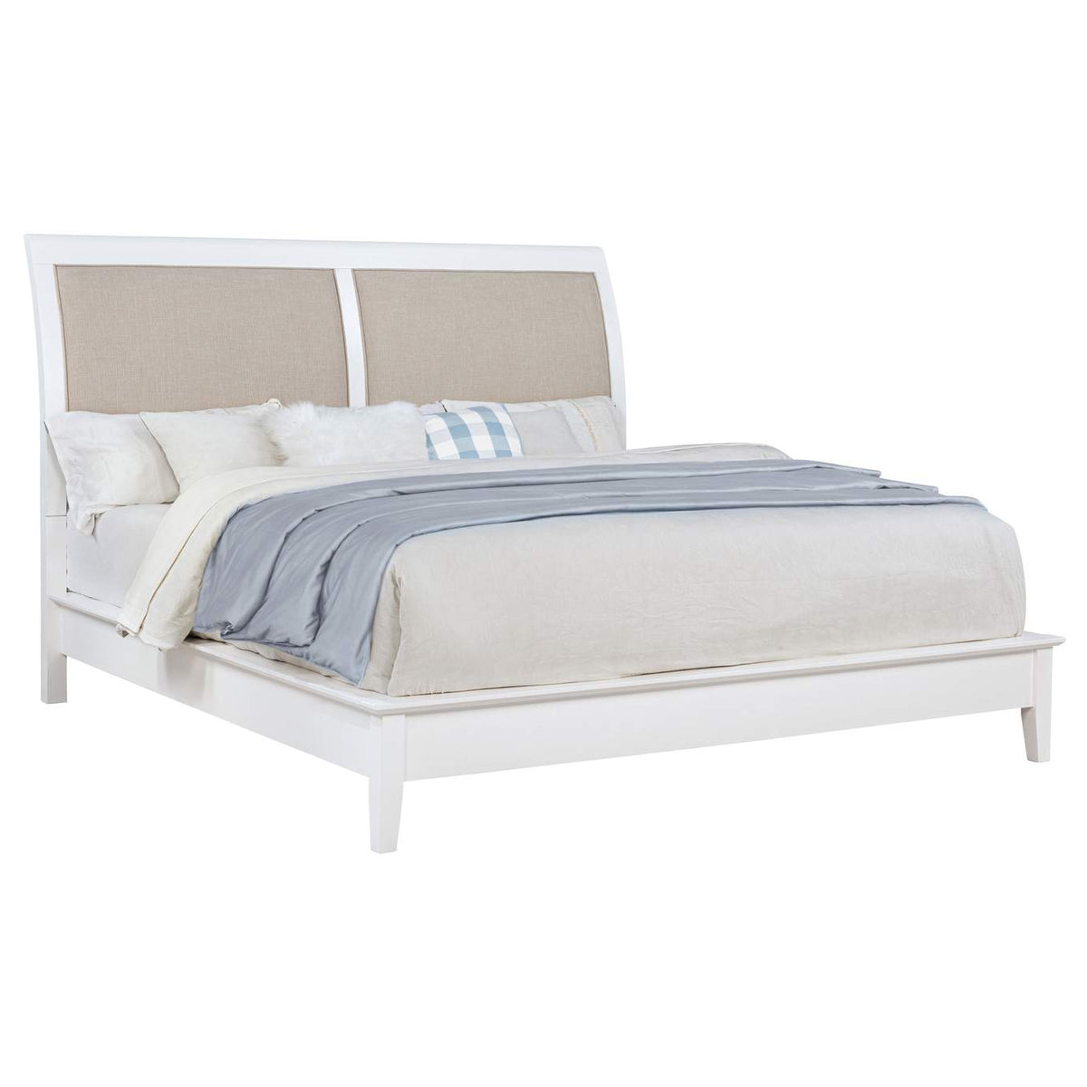 223471KE Bexhill 56-inch Upholstered Eastern King Panel Bed White