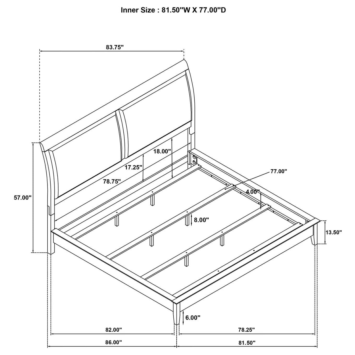 223471KE Bexhill 56-inch Upholstered Eastern King Panel Bed White