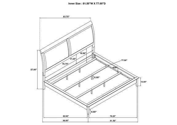 223471KE Bexhill 56-inch Upholstered Eastern King Panel Bed White
