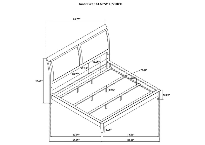 223471KE Bexhill 56-inch Upholstered Eastern King Panel Bed White