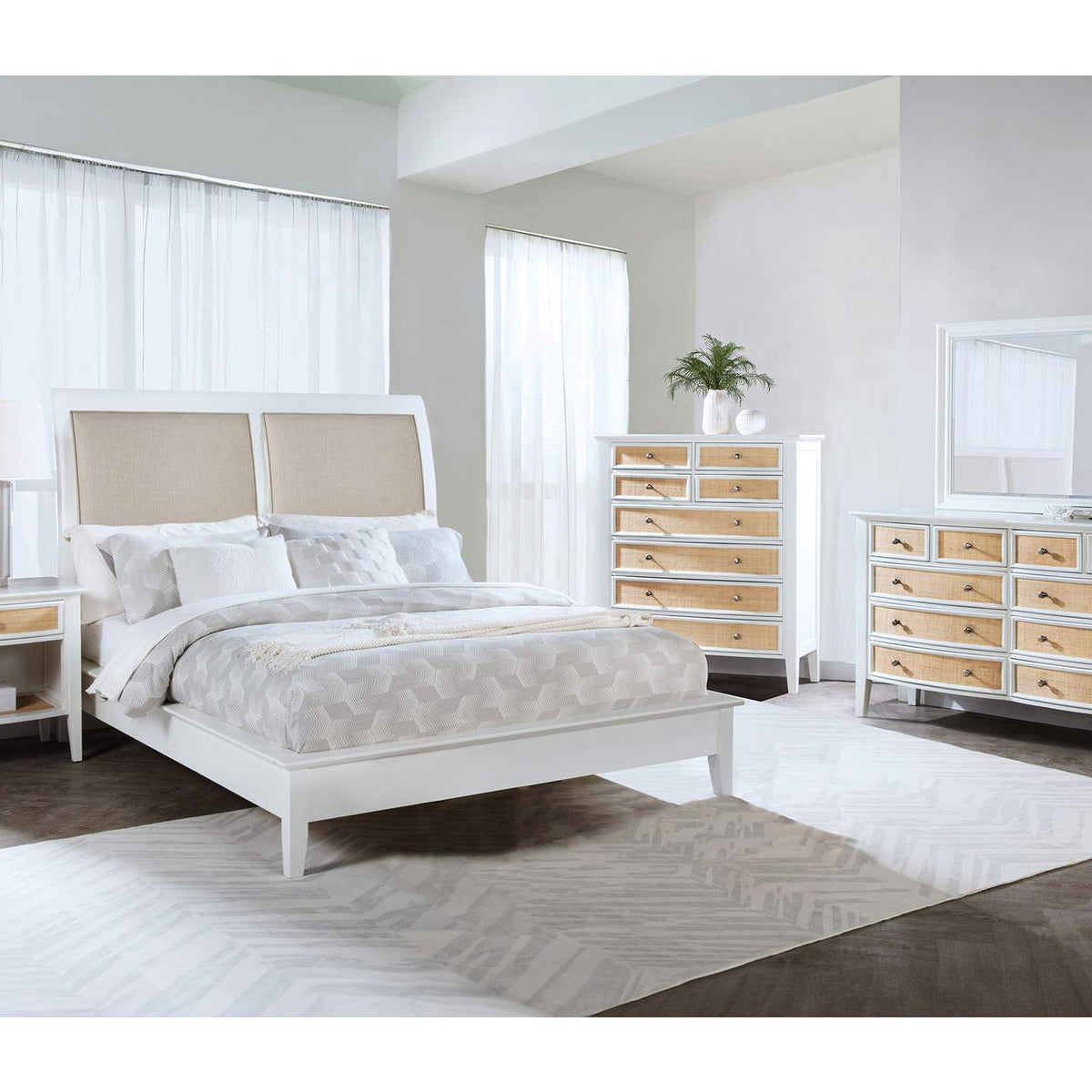 223471KE Bexhill 56-inch Upholstered Eastern King Panel Bed White