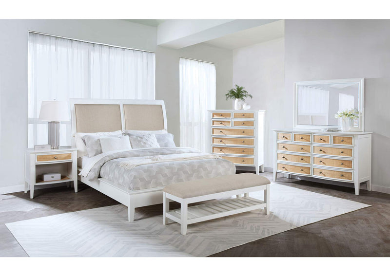 223471KW Bexhill 56-inch Upholstered California King Panel Bed White