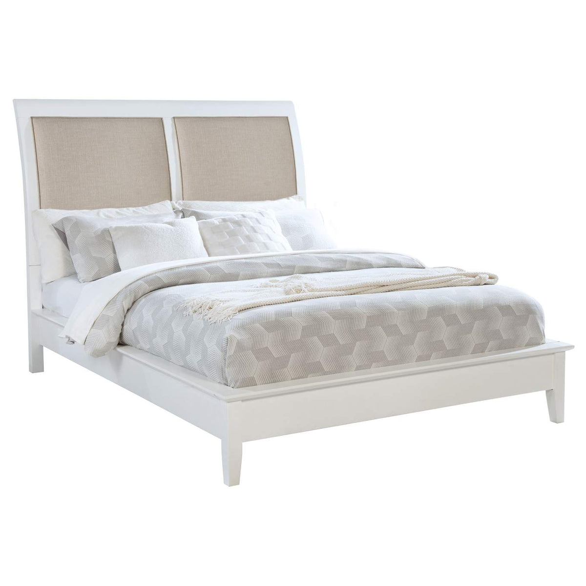 223471Q Bexhill 56-inch Upholstered Queen Panel Bed White