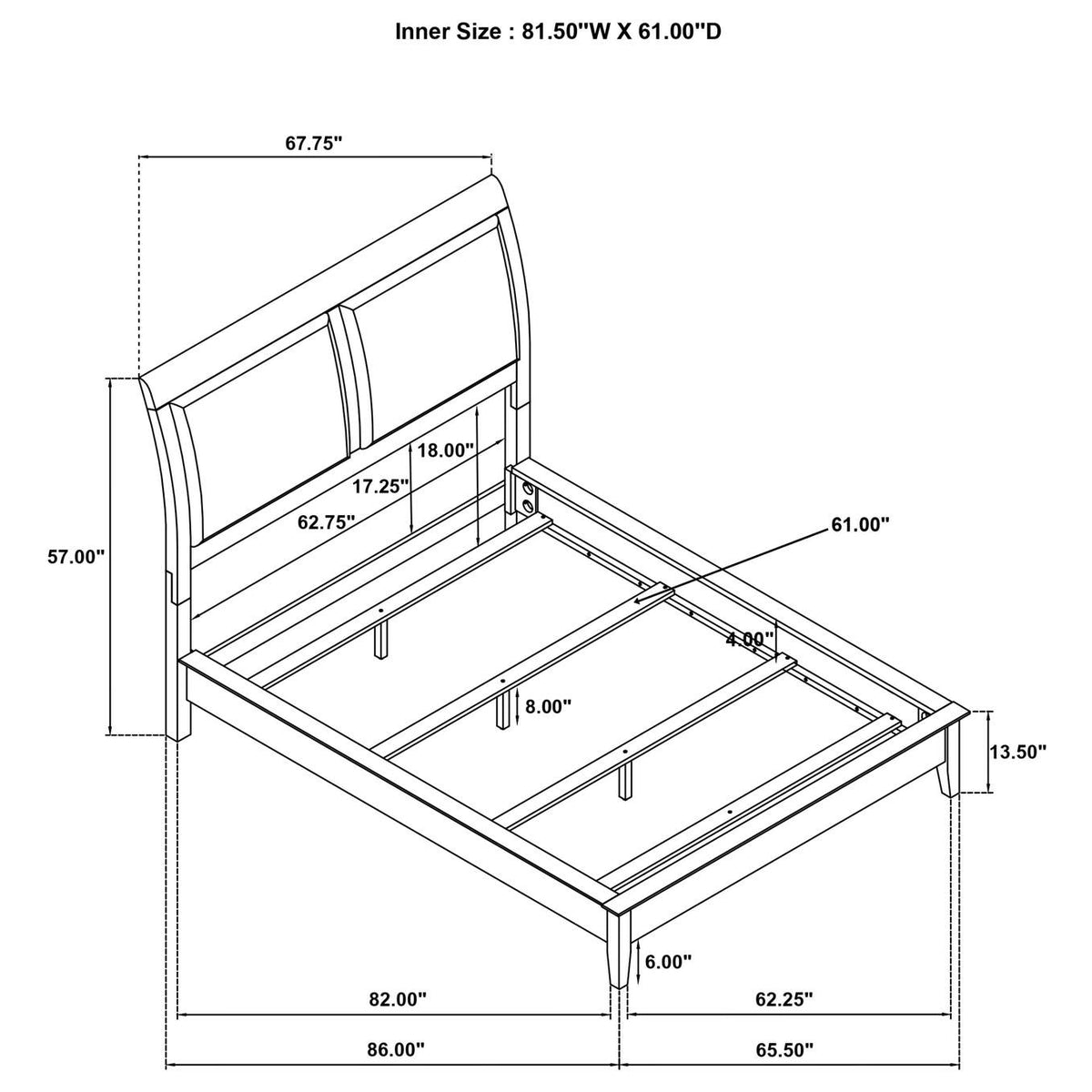 223471Q Bexhill 56-inch Upholstered Queen Panel Bed White