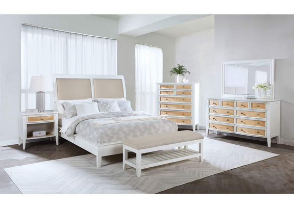 223471Q Bexhill 56-inch Upholstered Queen Panel Bed White
