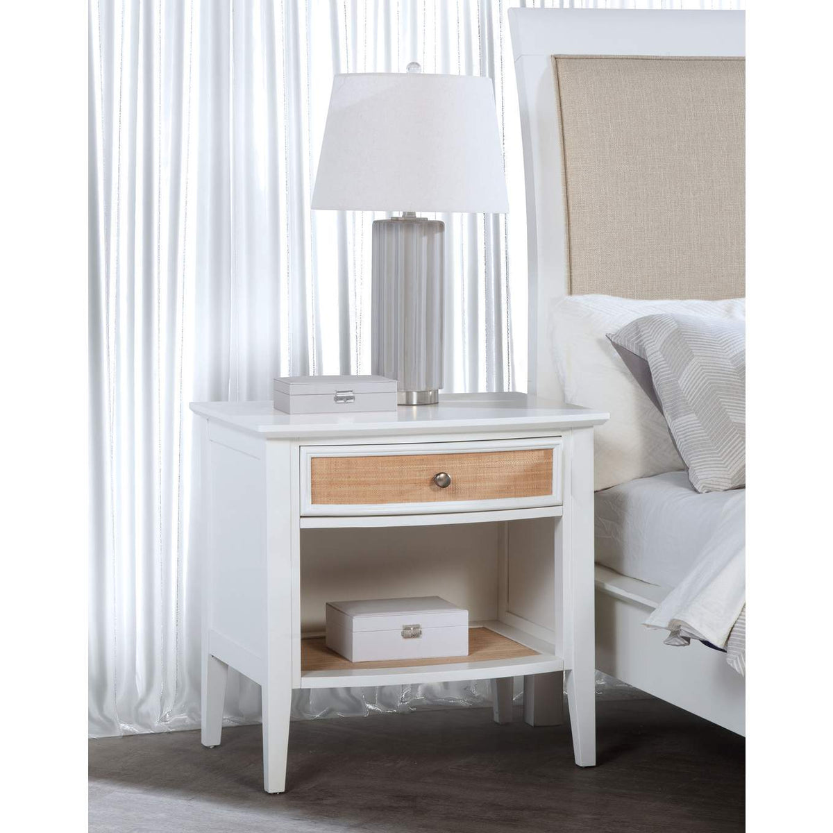 223472 Bexhill 1-drawer Nightstand Bedside Table White