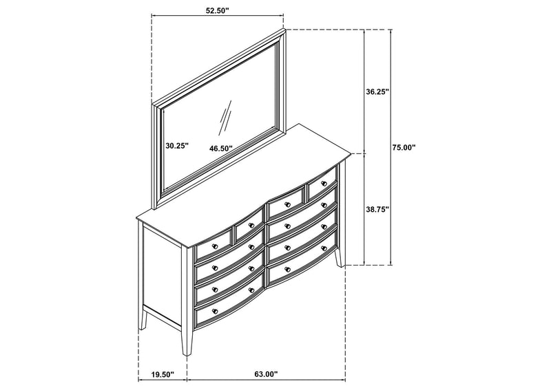 223473M Bexhill 10-drawer Dresser and Mirror White
