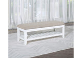 223476 Bexhill Upholstered Rectangular Bench with Shelf White