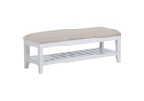 223476 Bexhill Upholstered Rectangular Bench with Shelf White