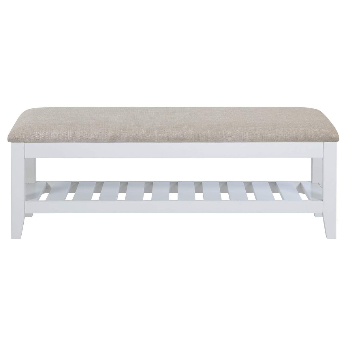 223476 Bexhill Upholstered Rectangular Bench with Shelf White