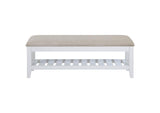 223476 Bexhill Upholstered Rectangular Bench with Shelf White