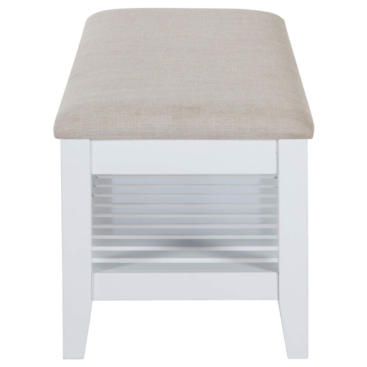 223476 Bexhill Upholstered Rectangular Bench with Shelf White
