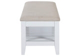 223476 Bexhill Upholstered Rectangular Bench with Shelf White