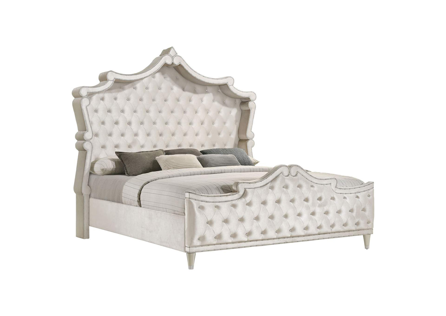 Antonella Upholstered Queen Panel Bed Ivory and Camel