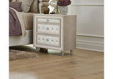 223522 Antonella Upholstered 3-drawer Nightstand Ivory and Camel