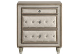 223522 Antonella Upholstered 3-drawer Nightstand Ivory and Camel