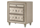 223522 Antonella Upholstered 3-drawer Nightstand Ivory and Camel