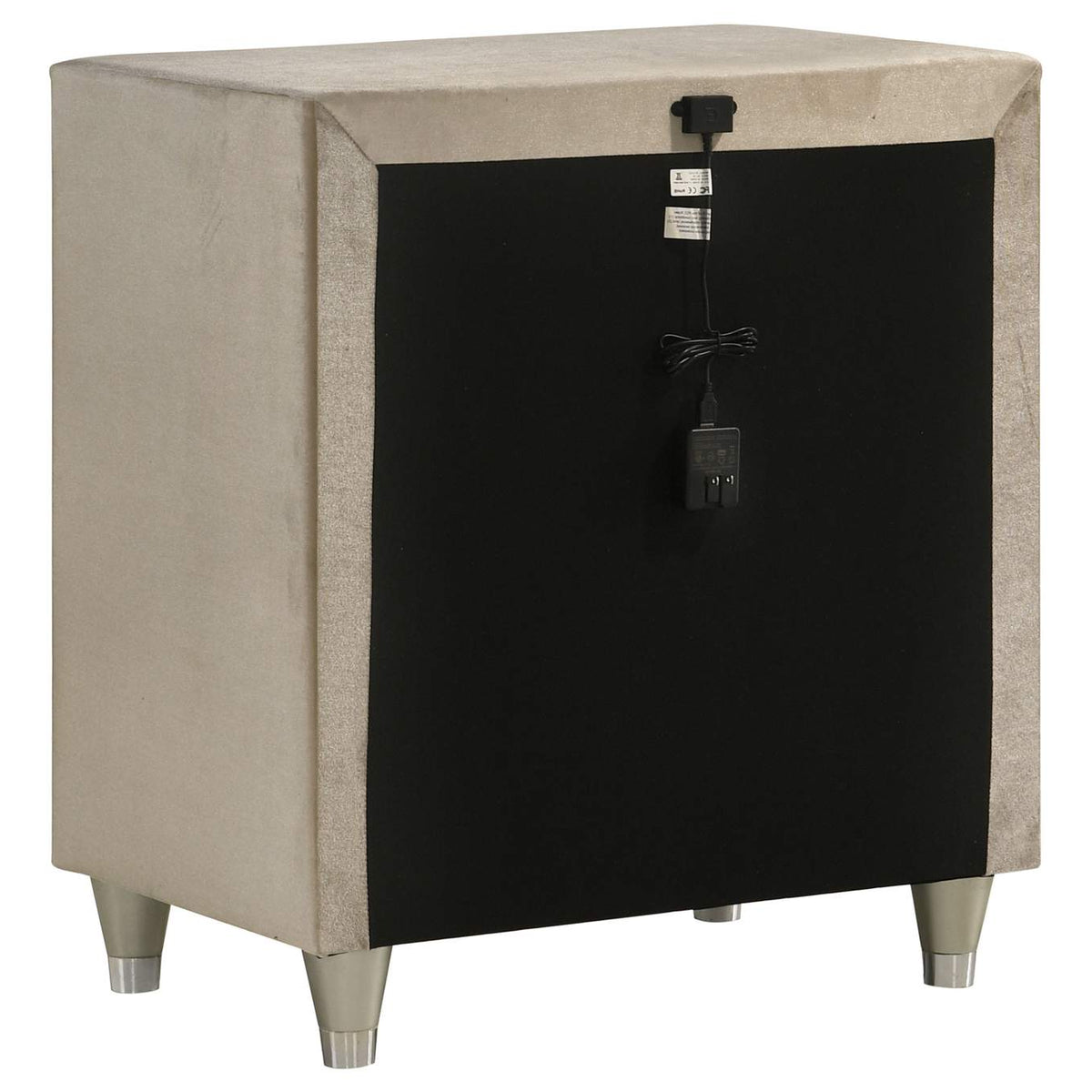223522 Antonella Upholstered 3-drawer Nightstand Ivory and Camel