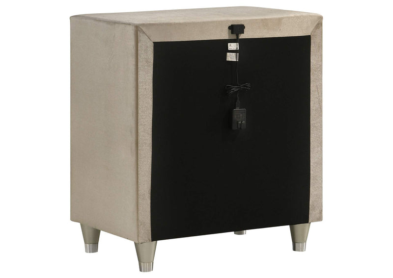 223522 Antonella Upholstered 3-drawer Nightstand Ivory and Camel