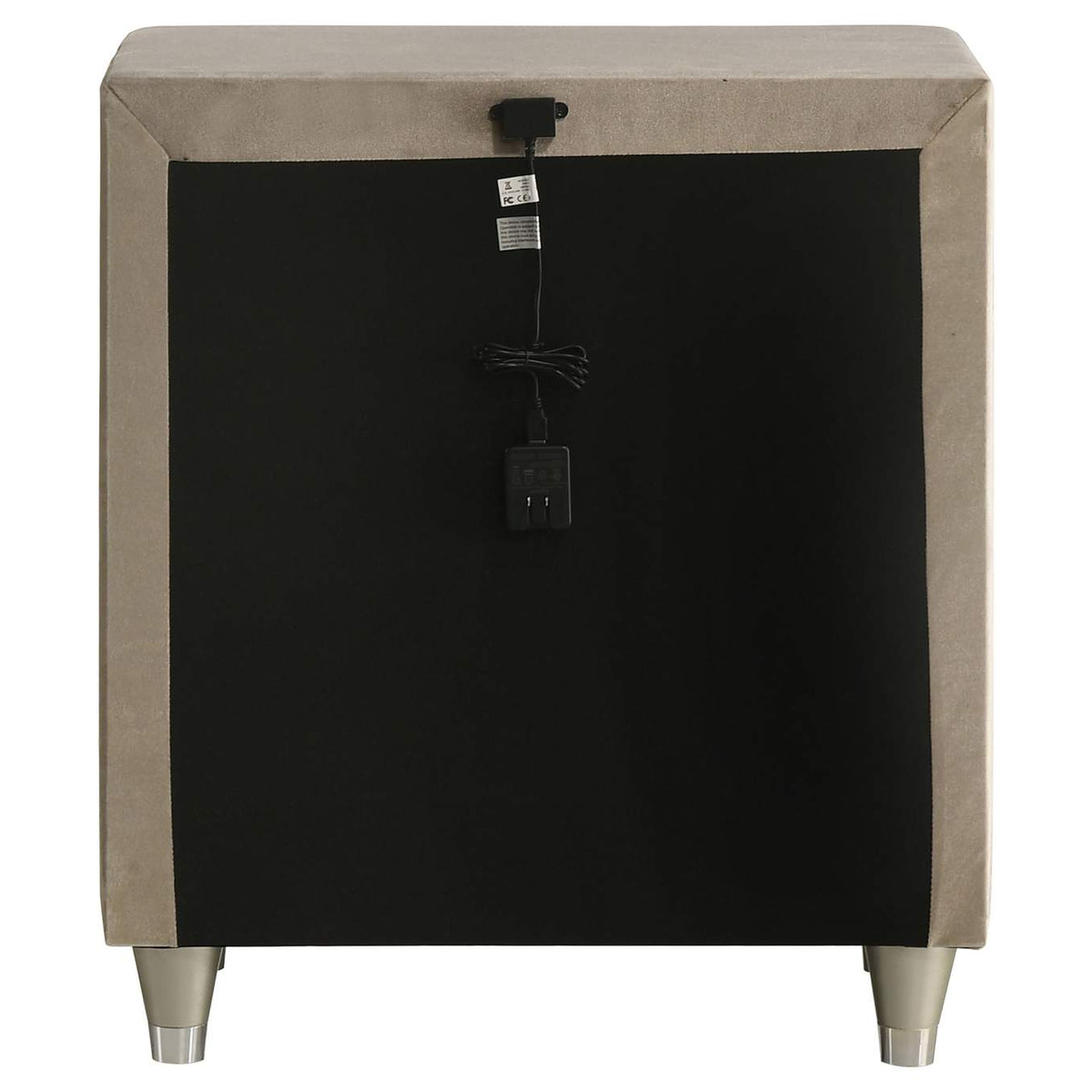 223522 Antonella Upholstered 3-drawer Nightstand Ivory and Camel