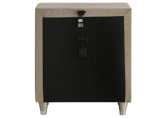223522 Antonella Upholstered 3-drawer Nightstand Ivory and Camel