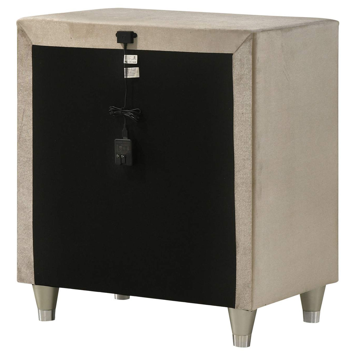 223522 Antonella Upholstered 3-drawer Nightstand Ivory and Camel