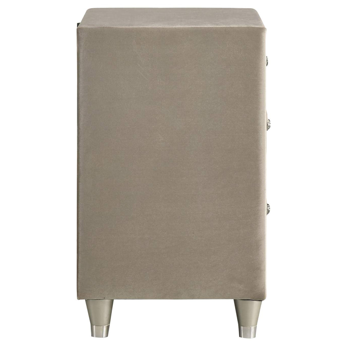 223522 Antonella Upholstered 3-drawer Nightstand Ivory and Camel