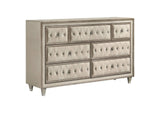 223523 Antonella 7-drawer Upholstered Dresser Ivory and Camel