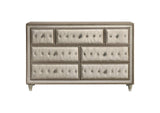 223523 Antonella 7-drawer Upholstered Dresser Ivory and Camel