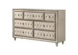 223523 Antonella 7-drawer Upholstered Dresser Ivory and Camel