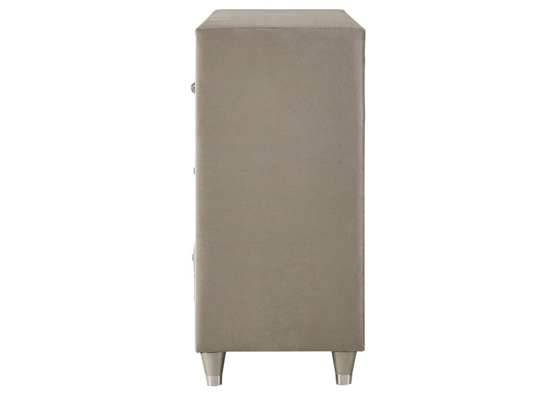 223523 Antonella 7-drawer Upholstered Dresser Ivory and Camel