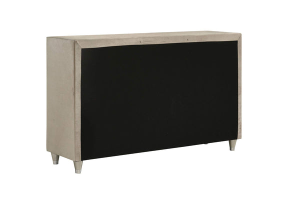 223523 Antonella 7-drawer Upholstered Dresser Ivory and Camel