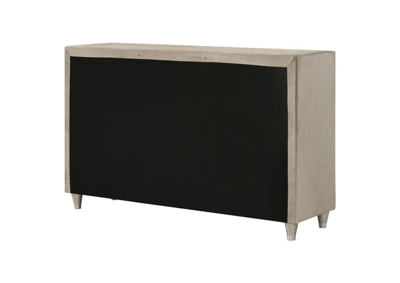 223523 Antonella 7-drawer Upholstered Dresser Ivory and Camel