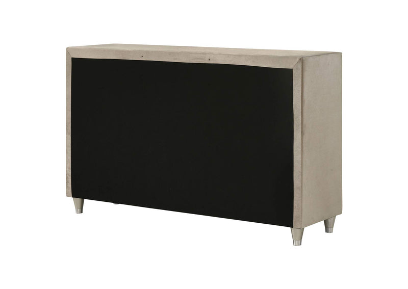 223523 Antonella 7-drawer Upholstered Dresser Ivory and Camel