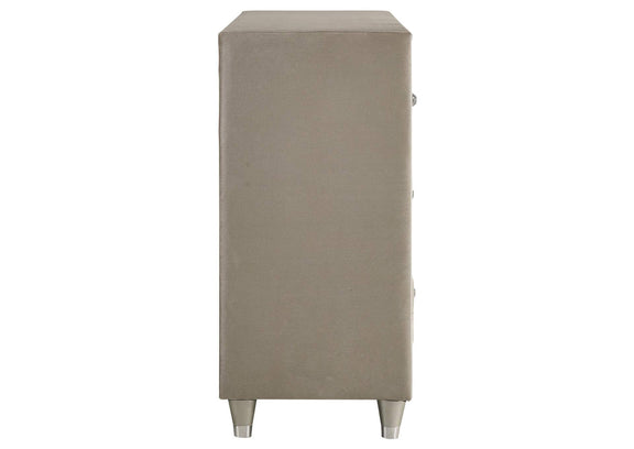 223523 Antonella 7-drawer Upholstered Dresser Ivory and Camel
