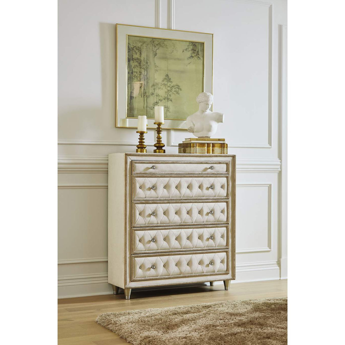 223525 Antonella 5-drawer Bedroom Chest Ivory and Camel