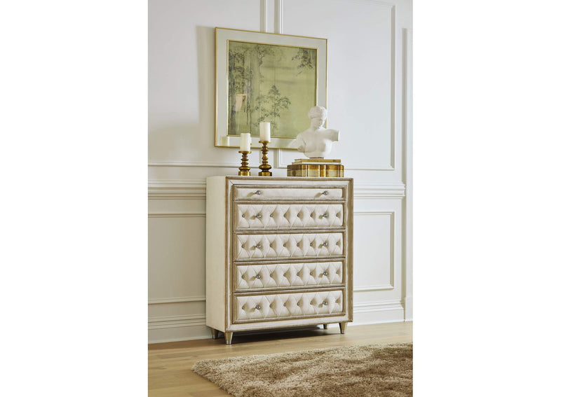 223525 Antonella 5-drawer Bedroom Chest Ivory and Camel