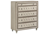 223525 Antonella 5-drawer Bedroom Chest Ivory and Camel