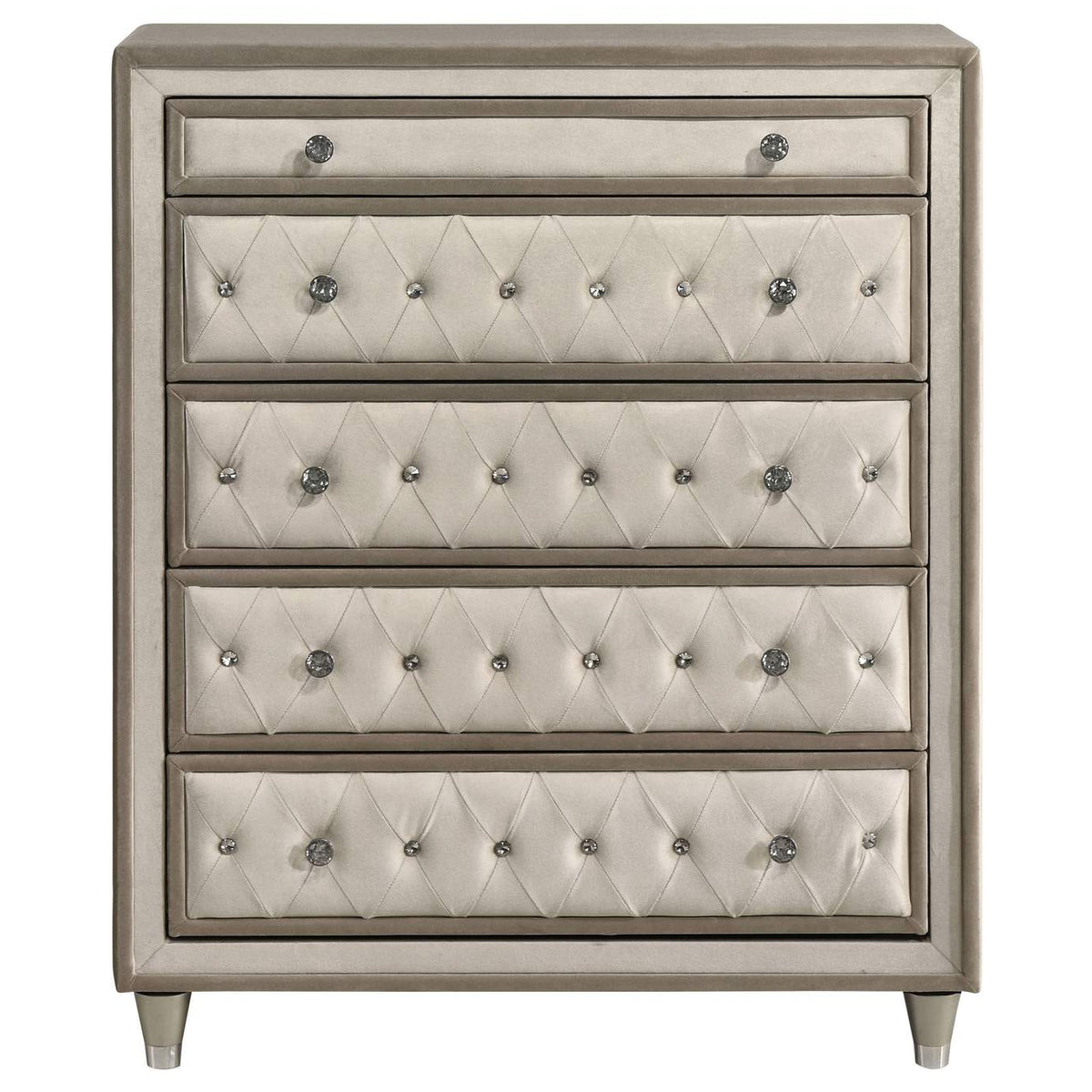 223525 Antonella 5-drawer Bedroom Chest Ivory and Camel