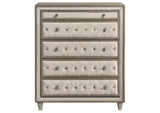 223525 Antonella 5-drawer Bedroom Chest Ivory and Camel