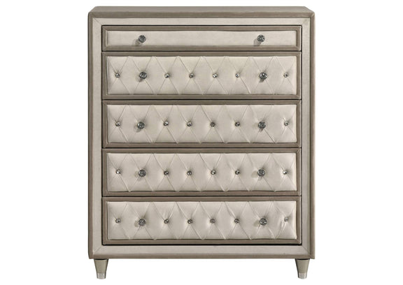223525 Antonella 5-drawer Bedroom Chest Ivory and Camel